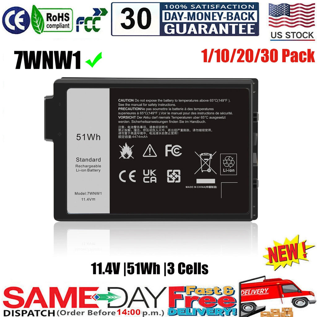 ?LOT 7WNW1 Battery For Dell Latitude 5420 5424 7424 Rugged Extreme GK3D3 DMF8C