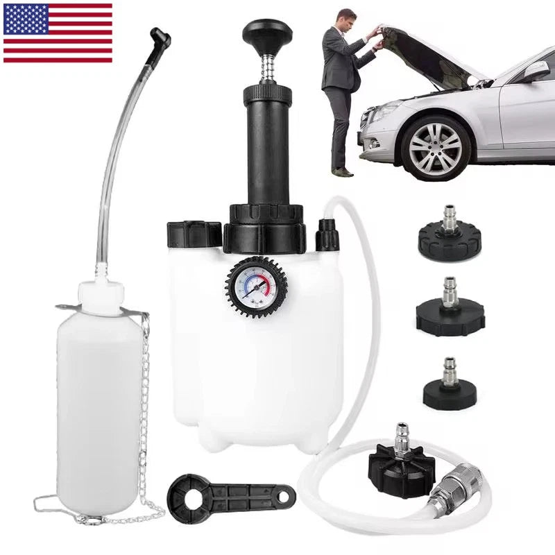 3+1L Manual Brake Bleeder Kit Oil Bottle Fluid Pressure Bleeding Vacuum Pump Set
