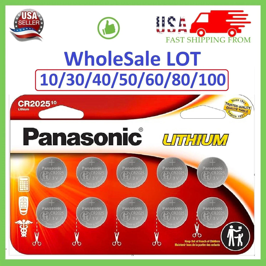 LOT 10-100 Panasonic LITHIUM BATTERY 3V CR2025 2025 BR2025 DL2025 Button Cell