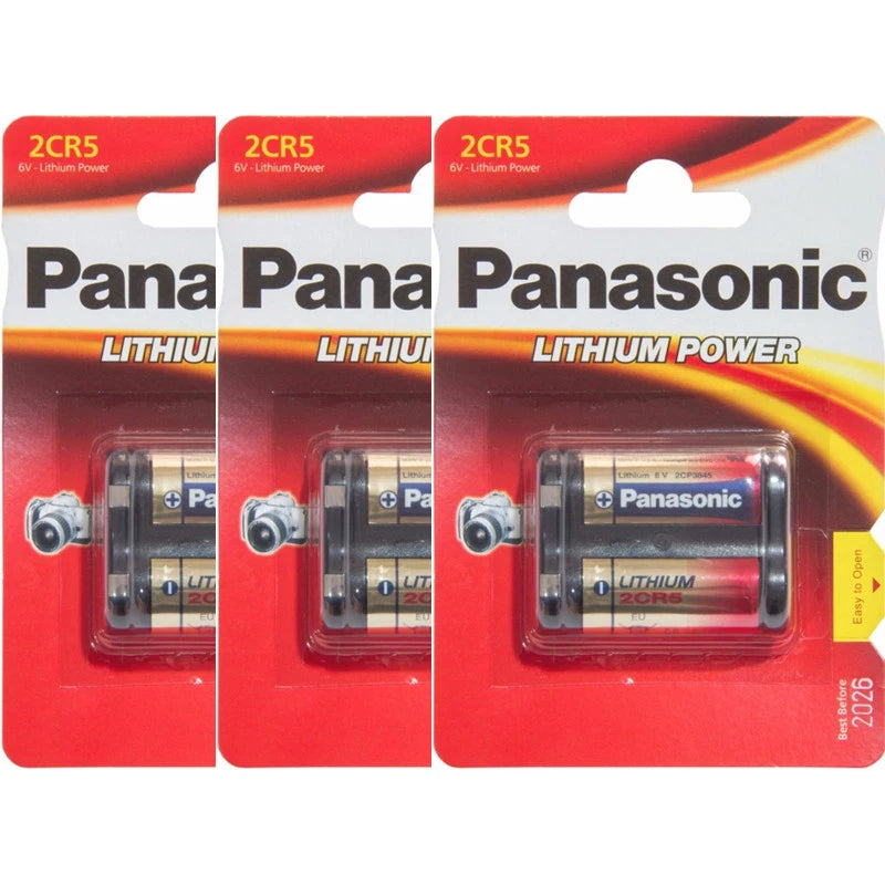 3 Pcs Panasonic 2CR5 6V Lithium Photo Battery, DL45, KL2CR5, 5032LC Sealed Pack