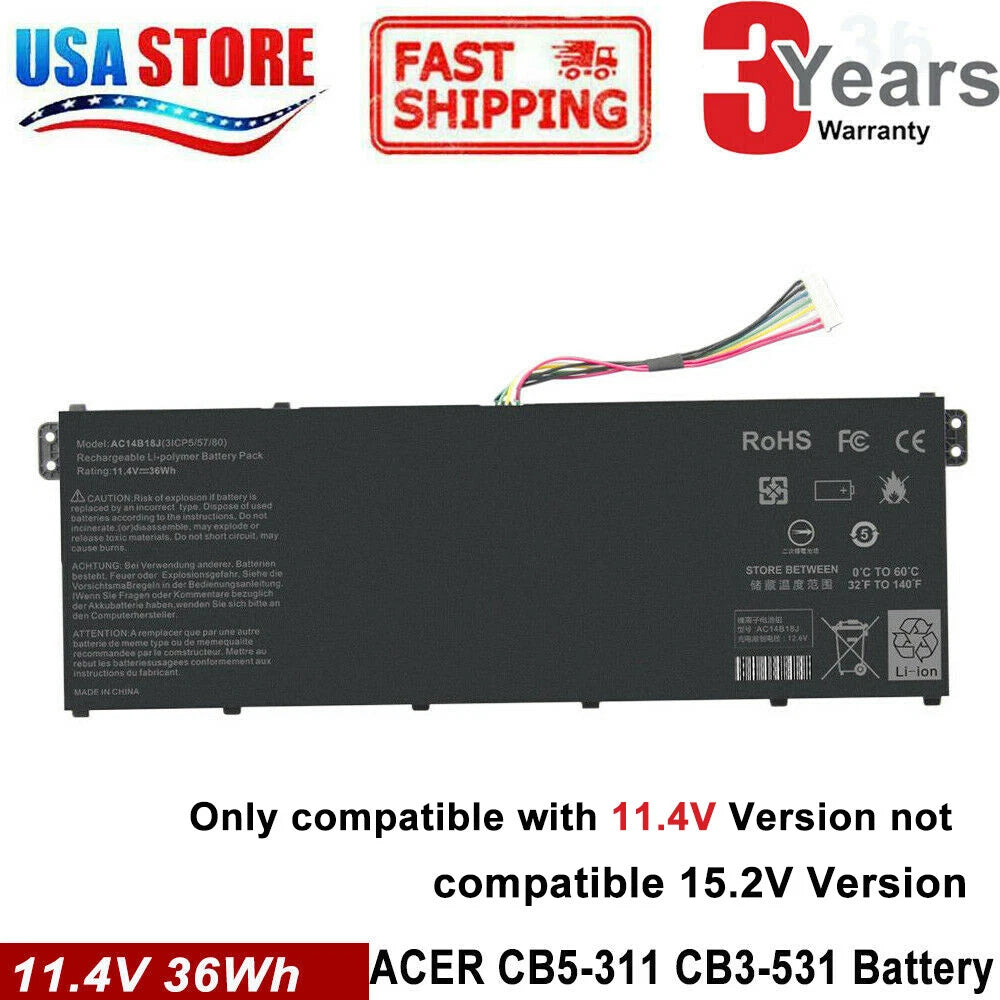 For Acer Aspire ES1-571 ES1-111 ES1-131 ES1-331 Battery AC14B18J AC14B13J 11.4V