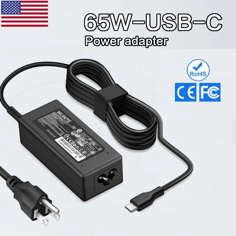 65W Laptop Charger Type USB-C Wall Adapter for Lenovo/Dell/Asus/MacBook Pro Air