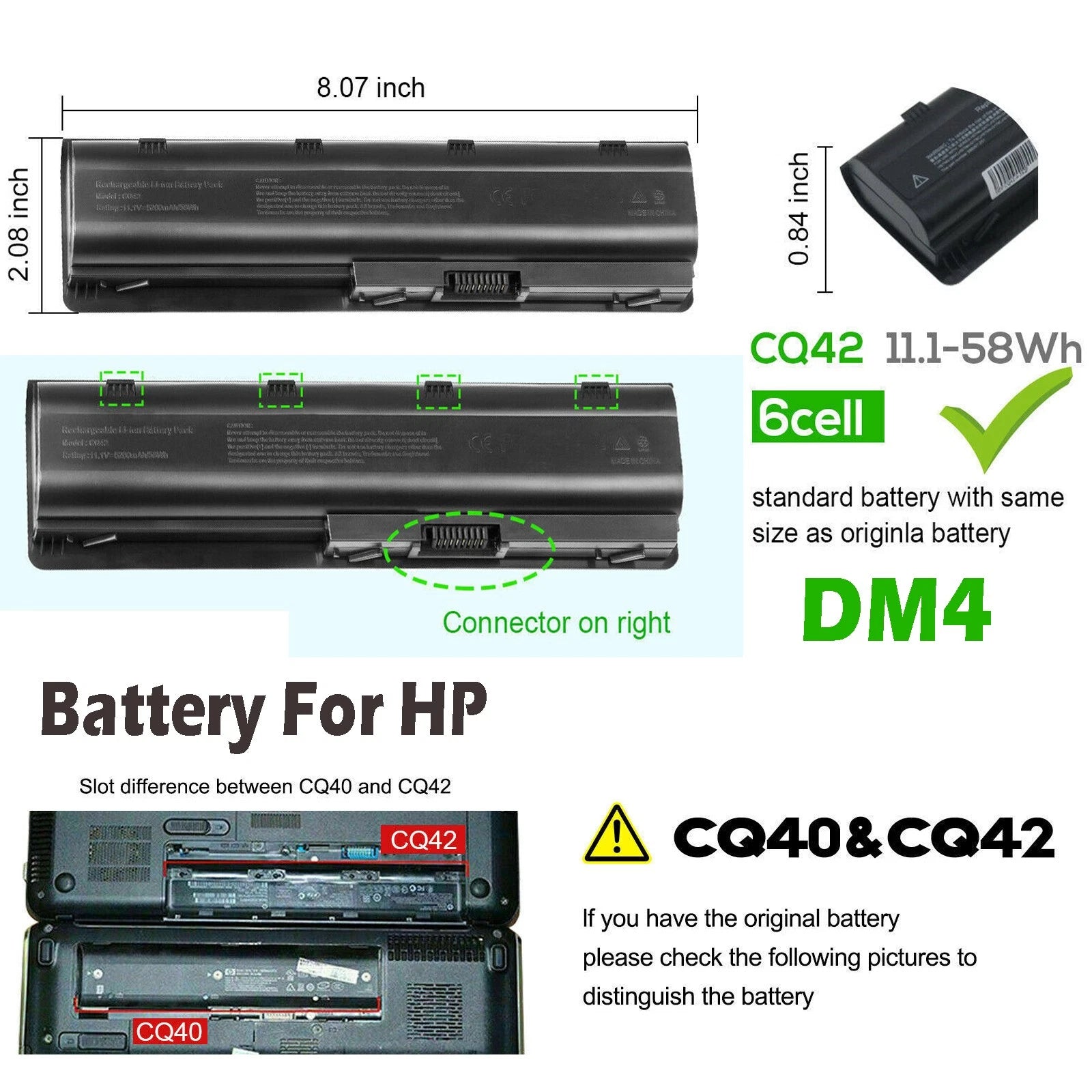 Battery For HP Spare 593554-001 593553-001 586006-321 586006-361 G62 G56 5200mAh