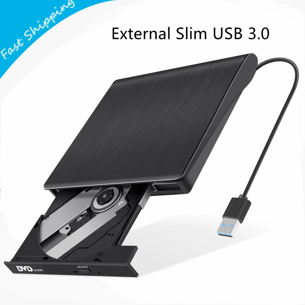 Slim External CD/DVD Drive USB 3.0 Player Burner Writer for Laptop PC Mac HP