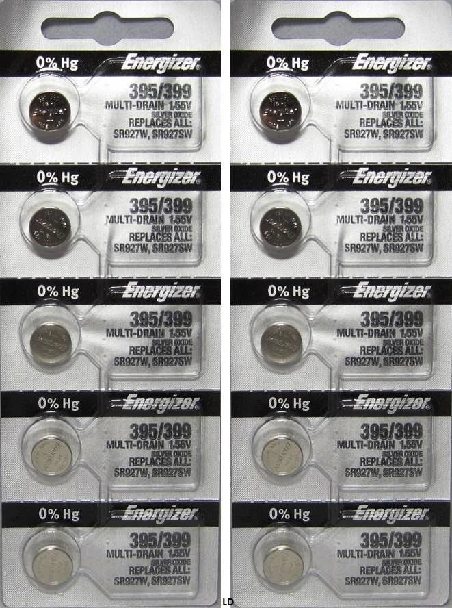 ENERGIZER 395/399 WATCH BATTERIES SR927SW (5 Piece) Sealed Authorized Seller