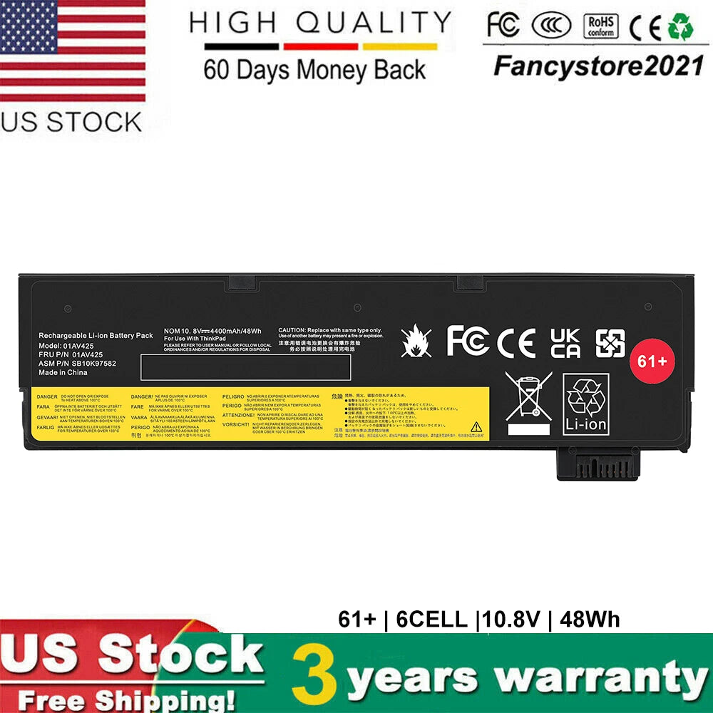 ?61+ 01AV425 Battery For Lenovo ThinkPad T470 T480 T570 T580 01AV424 P52S P51S