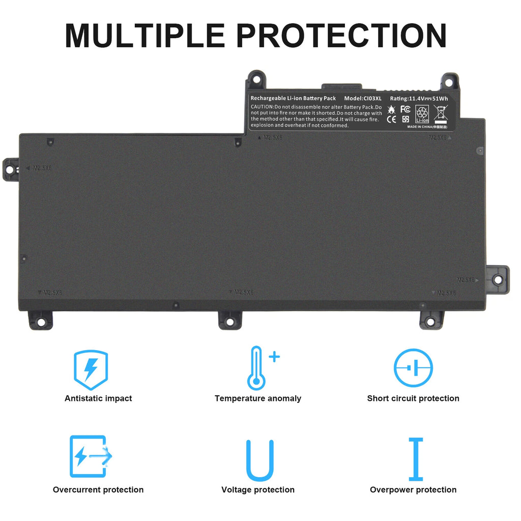 Battery for HP ProBook 640 645 650 G2 CI03 CI03XL HSTNN-UB6Q 801554-001 51Wh