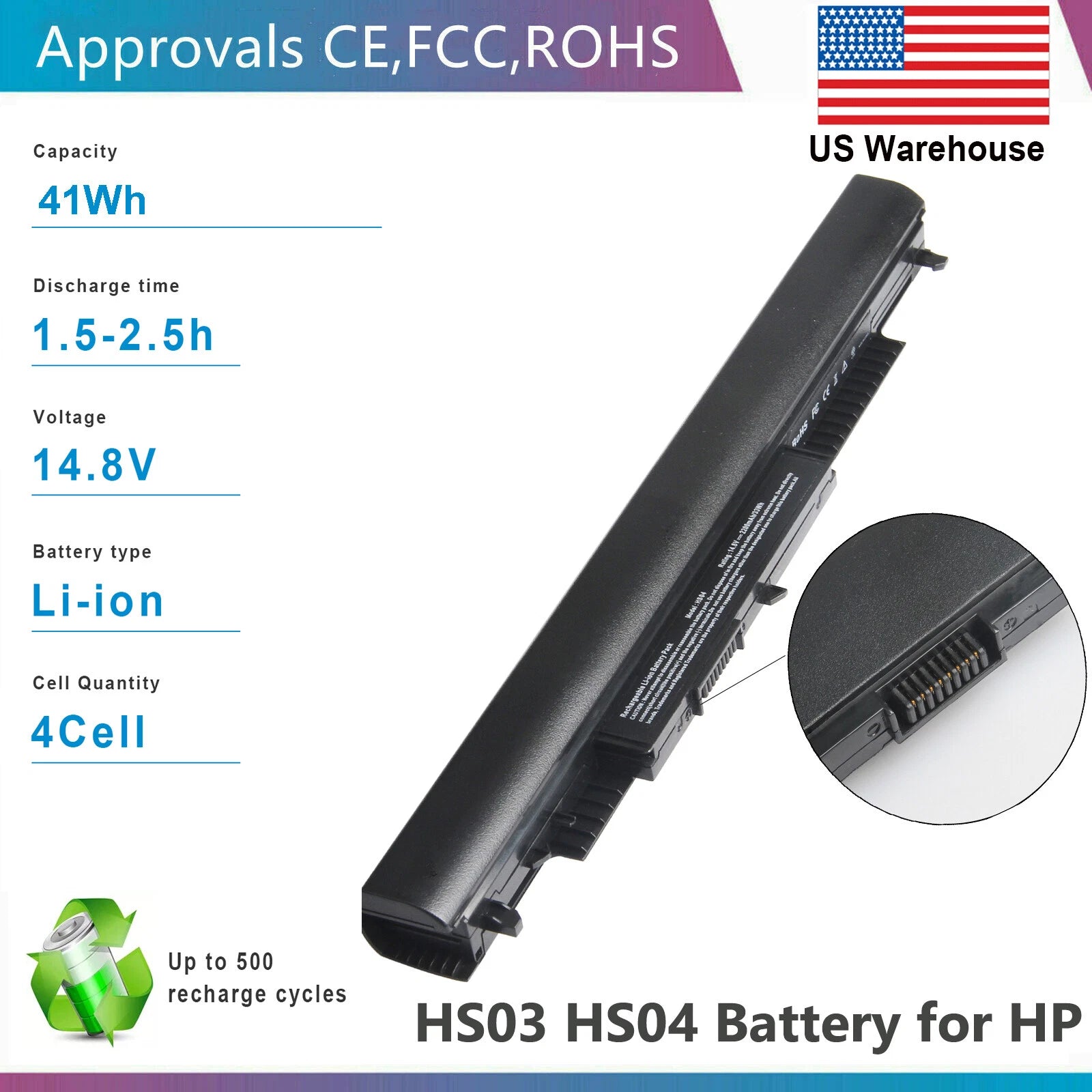 Replacement HS03 HS04 Battery for HP Spare 807957-001 807612-421 240 245 250 US