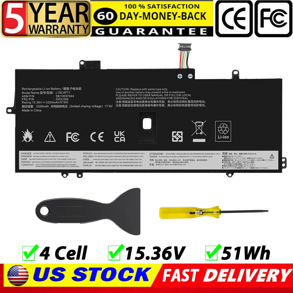 Battery For Lenovo ThinkPad X1 Carbon 7th 8th Gen L18C4P71 L18L4P71 L18M4P72 US