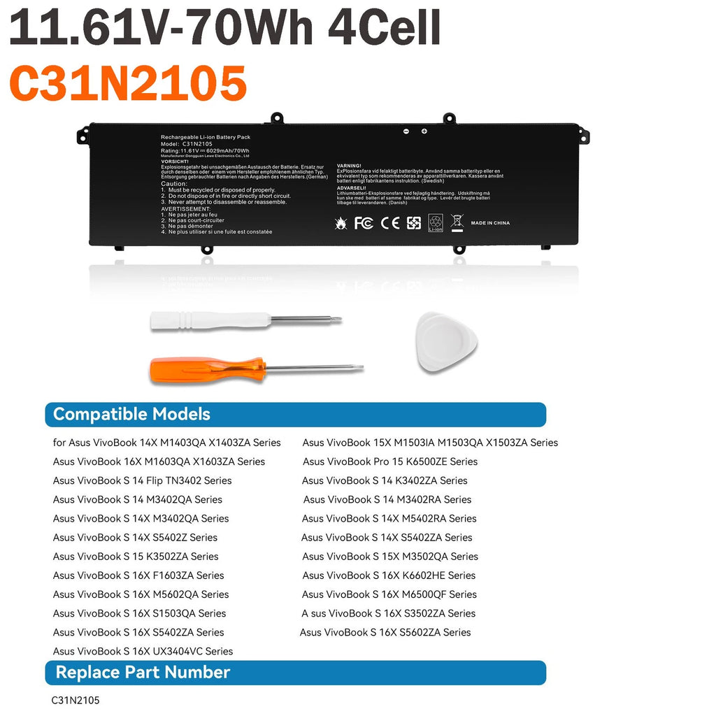 C31N2105 Battery Fr Asus Vivobook K3502Z K3402ZA M3402QA M5402RA K3502ZA Laptop