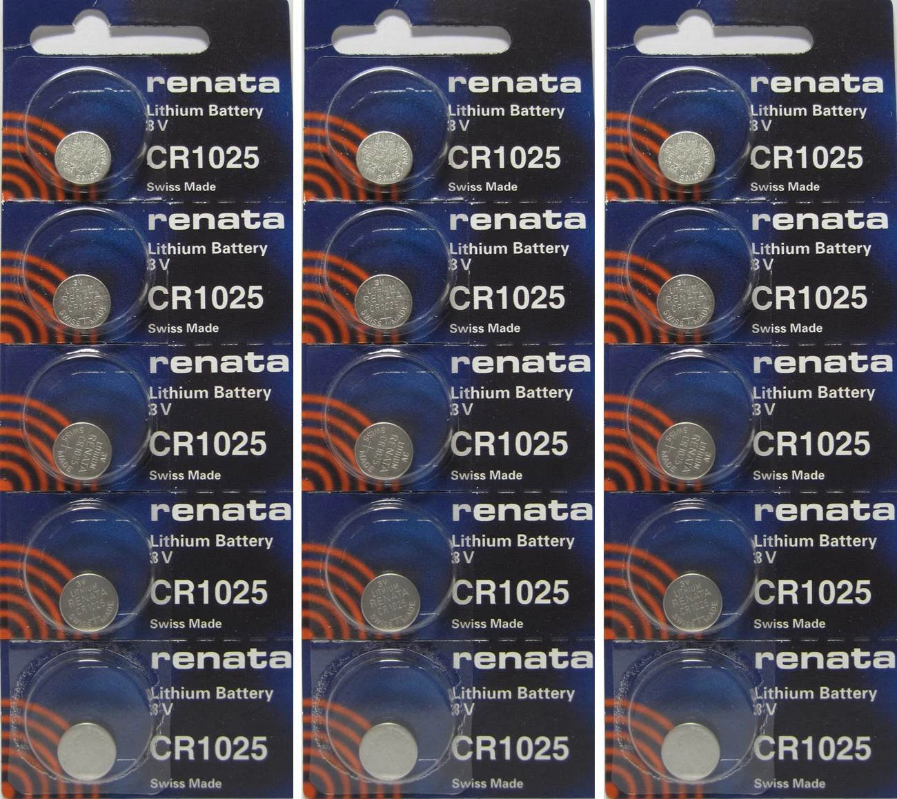 15 Renata CR1025 DL1025 ECR1025 5033LC 3 Volt Lithium Button Cell Battery