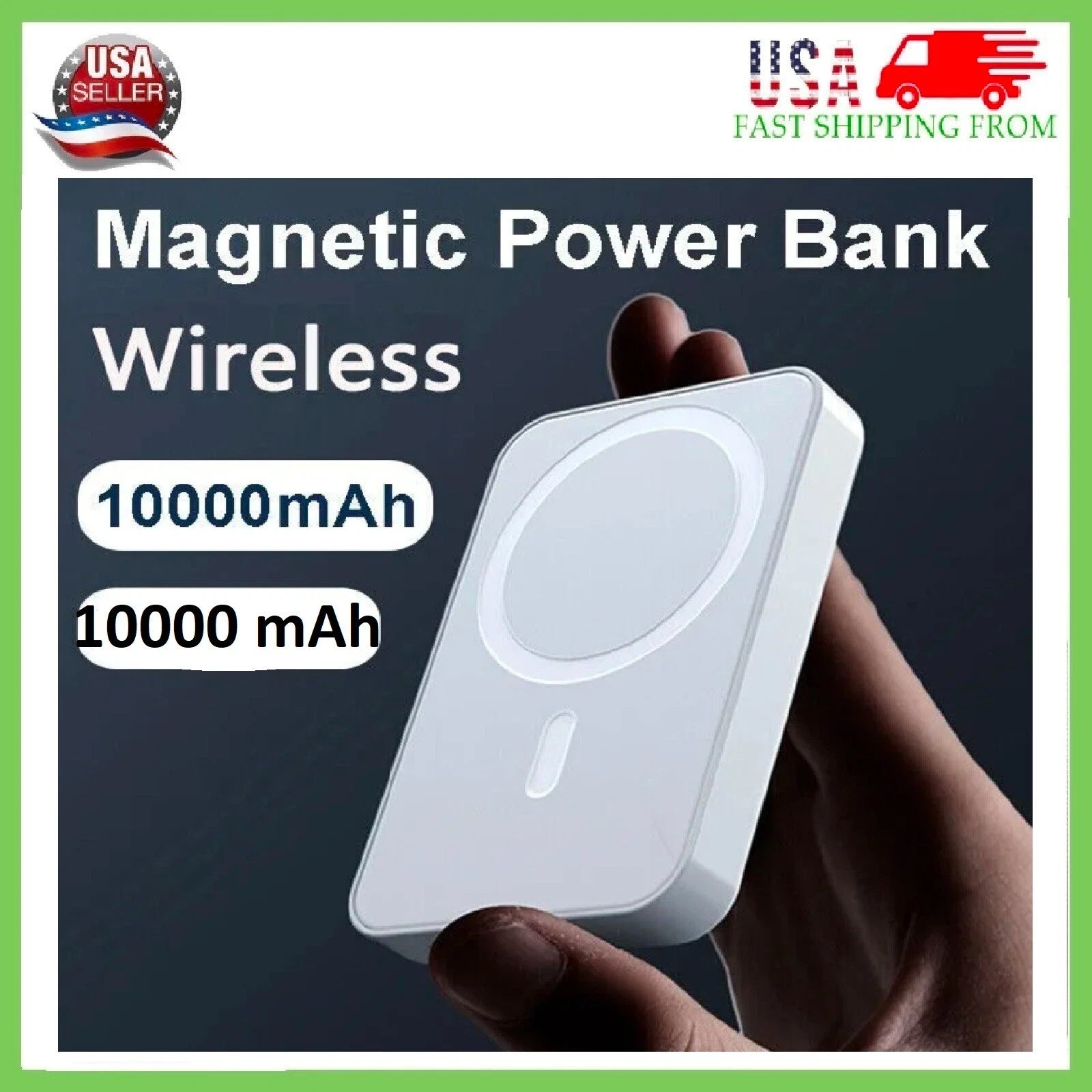 10000mAh Power Bank Magnetic Battery Pack Wireless Charger for iPhone 16/15/14/X