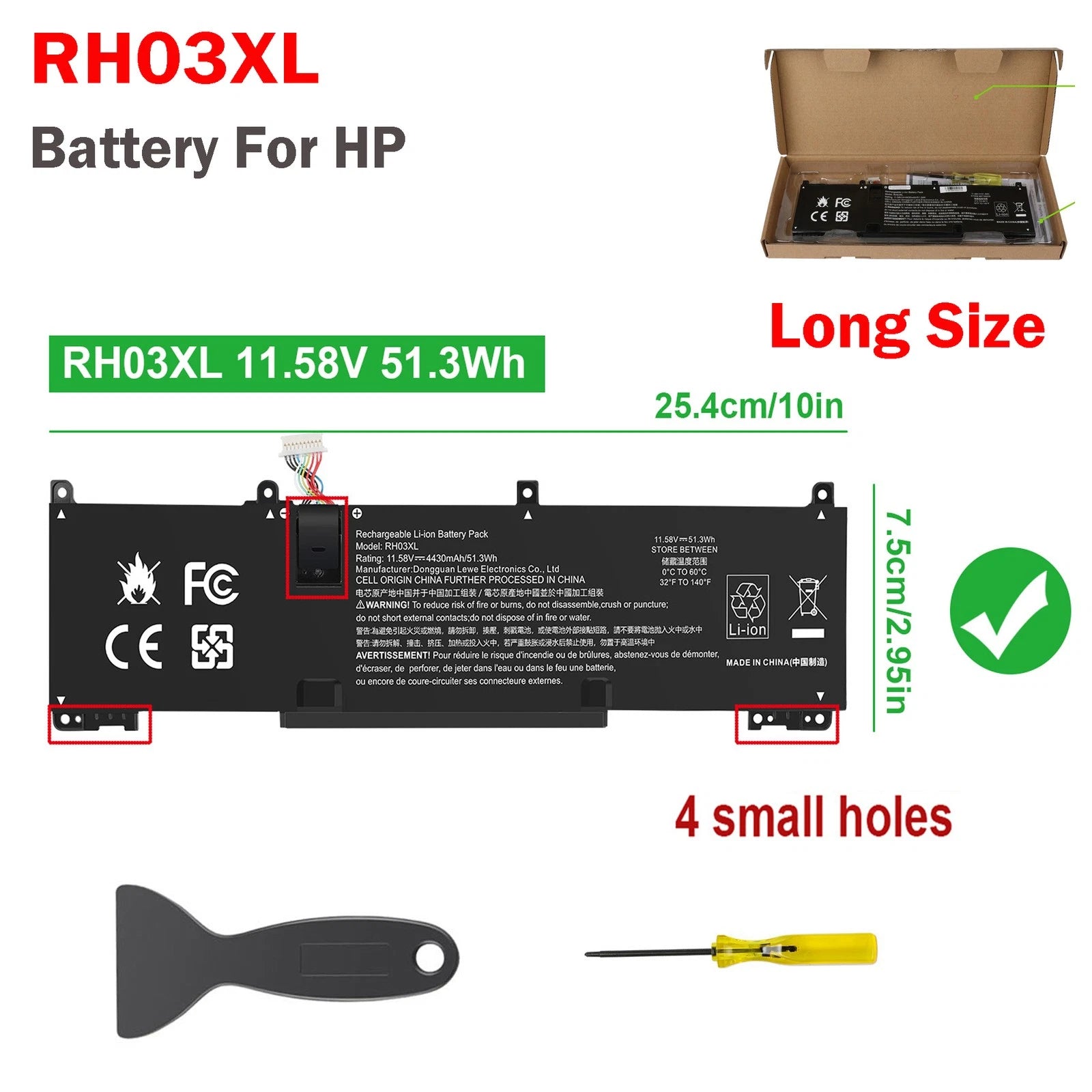 ??RH03XL Battery For HP ProBook 640 645 650 655 G9 G10 M73472-005 51.3Wh---Long