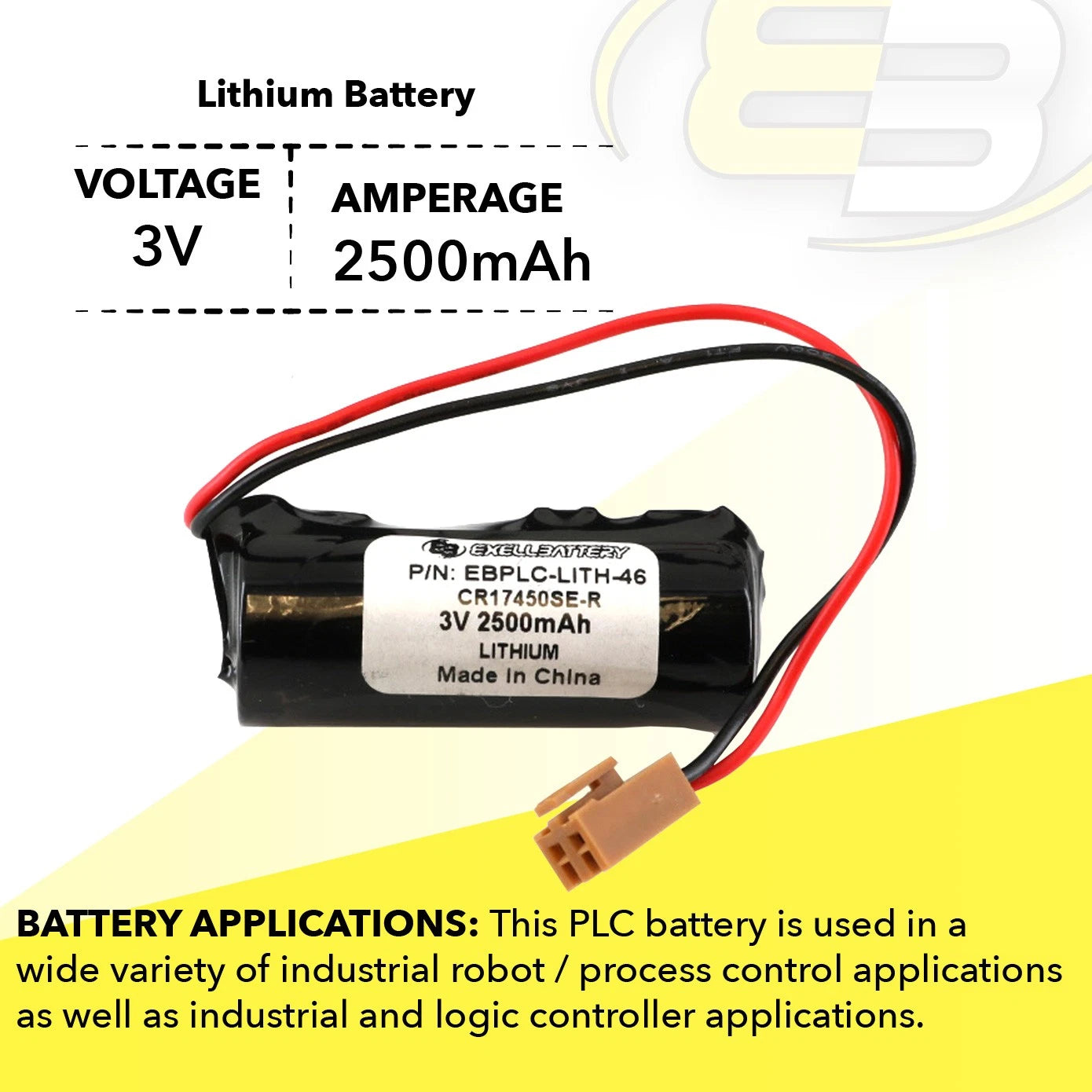 5x CPU PLC Batteries For Newark 25C3891, Sanyo 17450ER-CX, CR17450SER