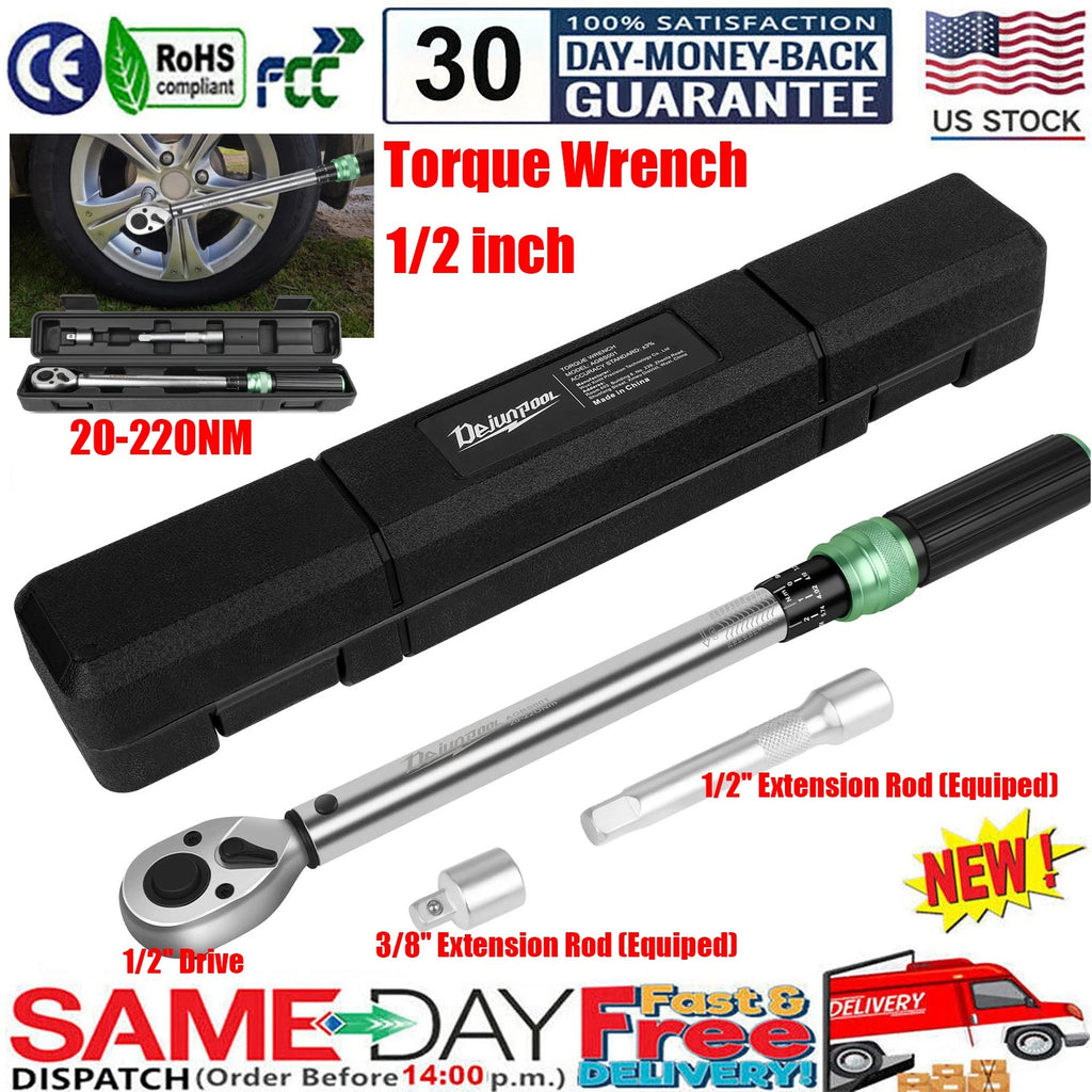 ?1/4''/3/8''/1/2''Drive Torque Wrench Set Click Torque Wrench Adjustable 72Tooth