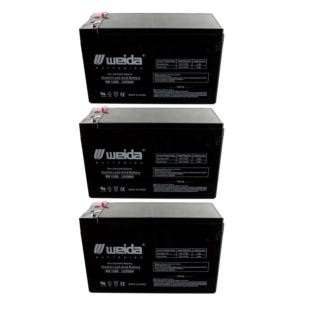 NEW 3pc 12V 8Ah SLA Battery WB1280F2 For UB1280, D5779, WKA12-8F