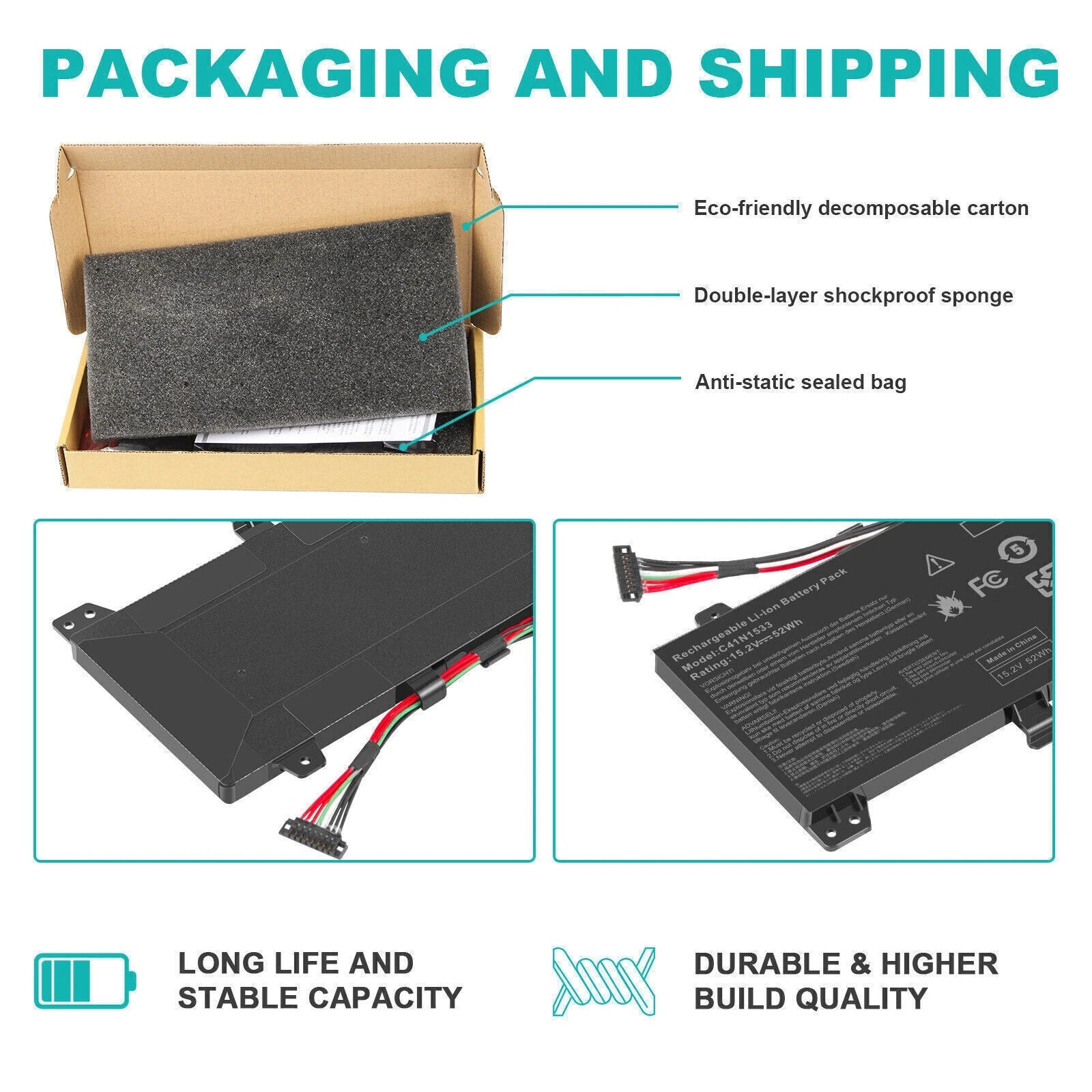 ?C41N1533 52Wh Battery For ASUS Q524U Q534U Q504UQ Q534UX Q534UX-BHI7T19 Q534UXK