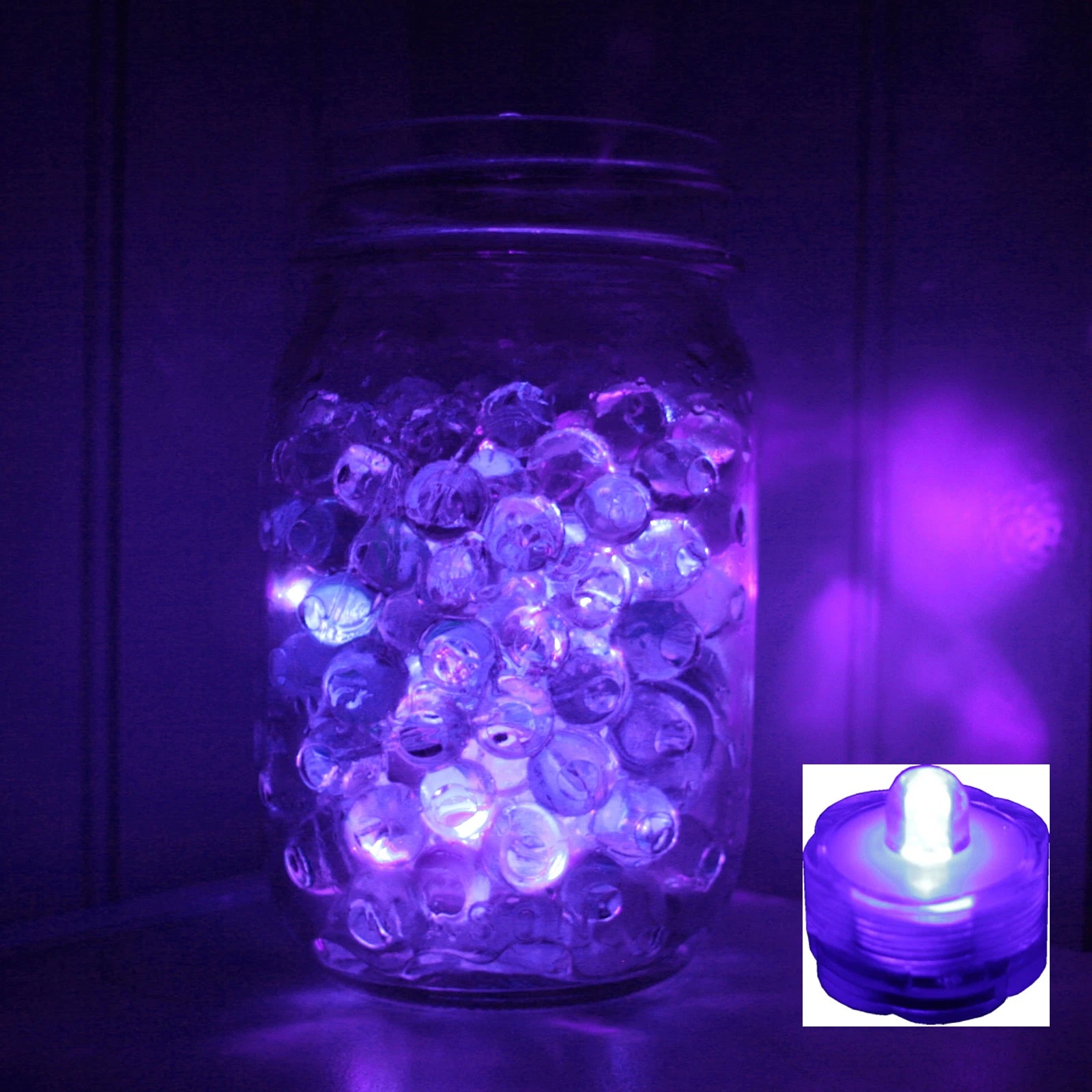 PURPLE ~ 24 Pack Submersible Waterproof Battery LED Tea Light ~ Wedding Decorati