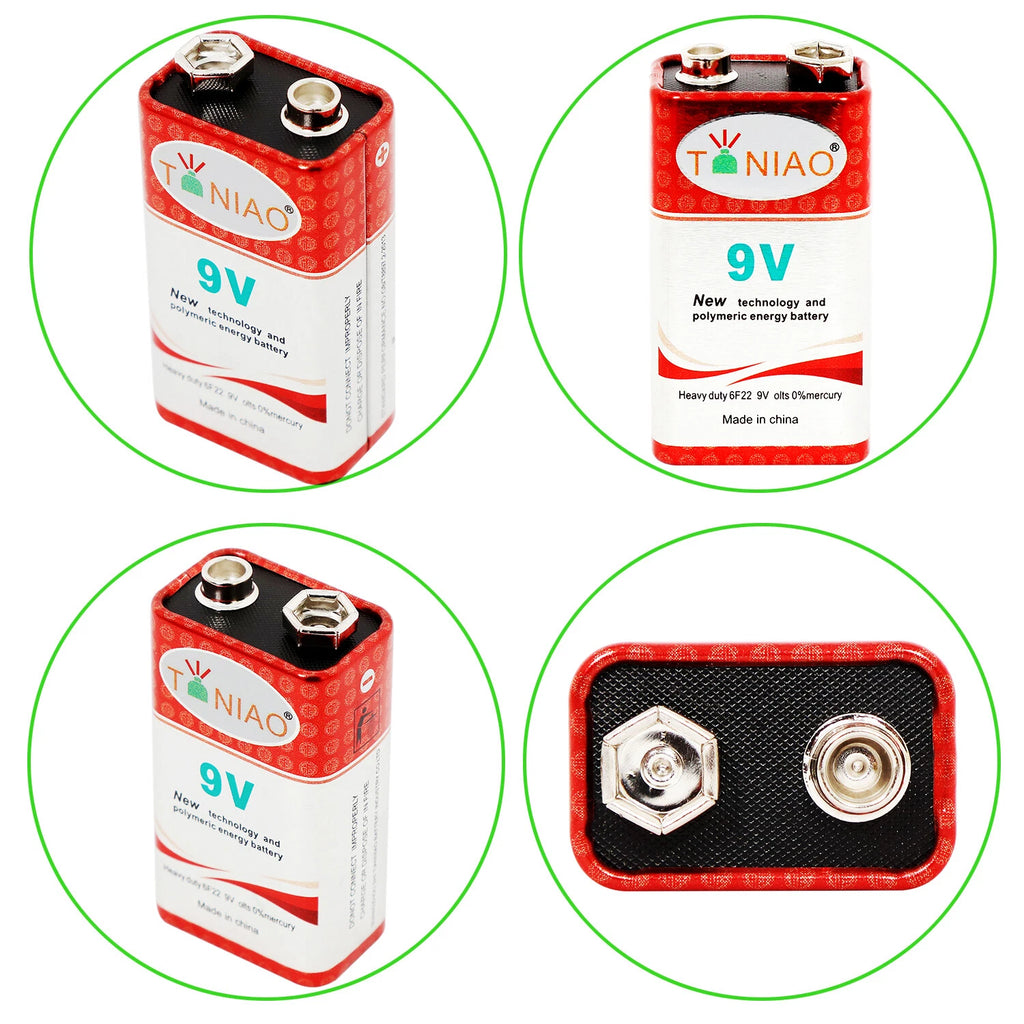 100 PCS 9V 6F22 9 Volts Heavy Duty Zinc Carbon 0% Mercury Battery Free Shipping