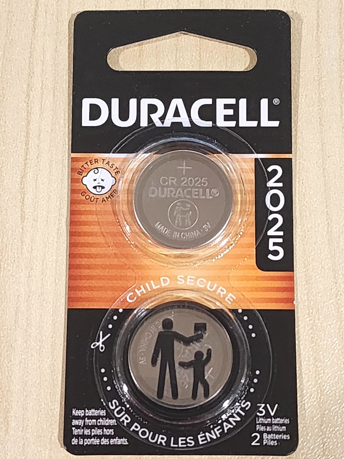2 pc DURACELL CR2025 lithium 3v battery key fobs etc (EXPIRATION DATE 05/2035)