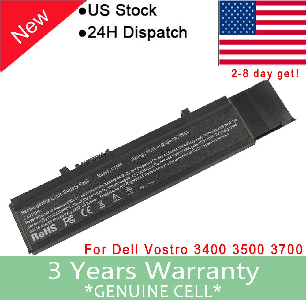6 Cell Battery for DELL vostro 3400 3500 3700 7FJ92 04D3C 4JK6R 04GN0G 0TXWRR FS