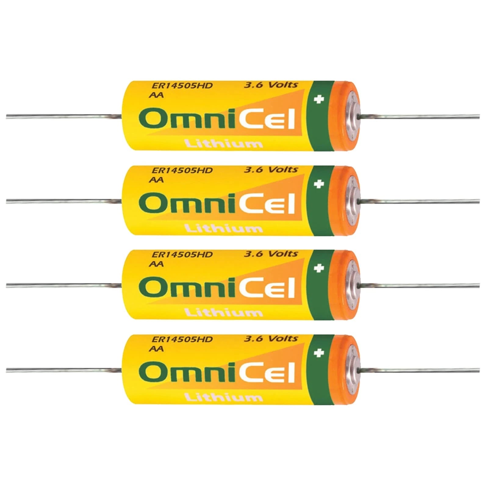 4pc OmniCel ER14505HD 3.6V Sz AA Lithium Battery Axial Pins Tracking Backup AMR