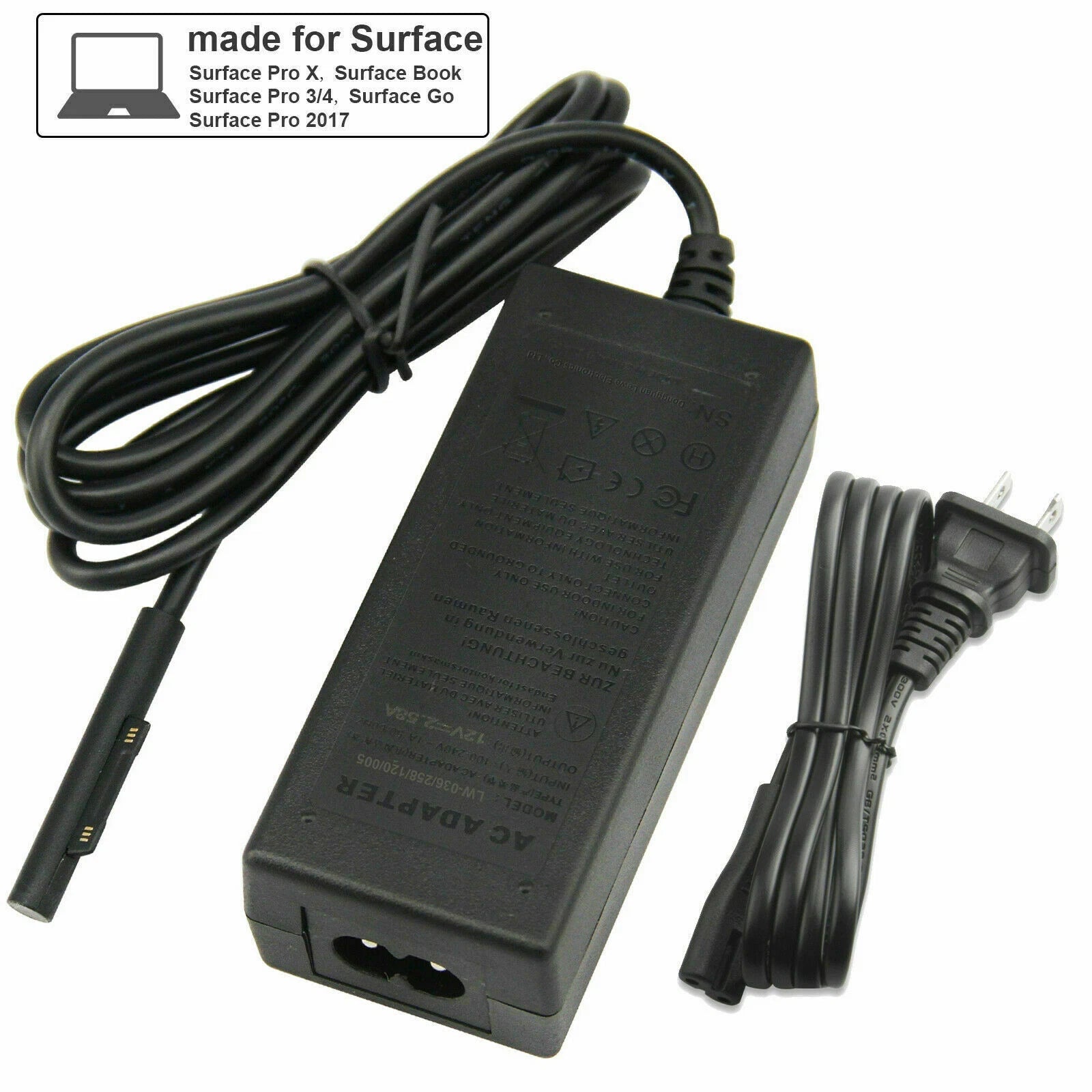 Power Supply Adapter For Microsoft Surface 2 3 RT, Pro 1 2 3 4 5 6 7 X, GO BOOK
