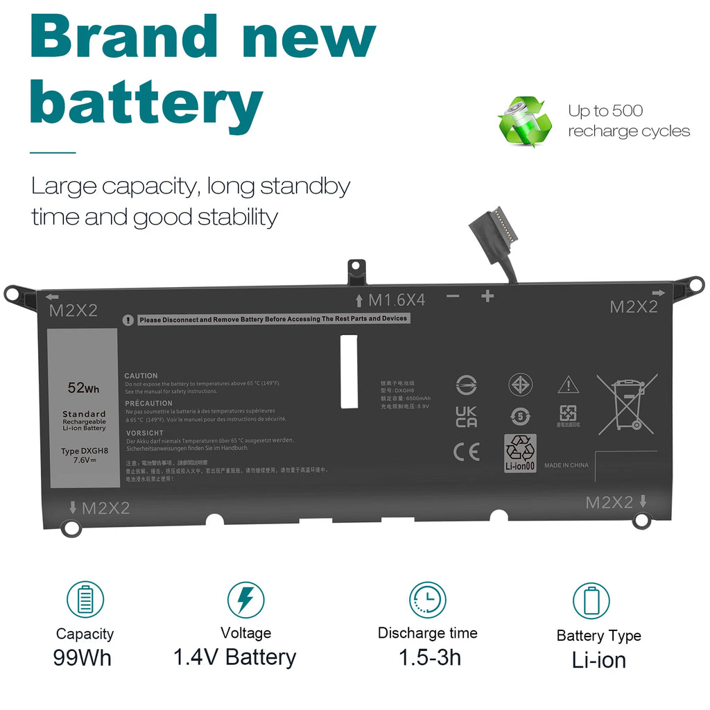 DXGH8 Battery for Dell XPS 13 9370 9380 7390 0H754V Inspiron 13 5390 5391 Series