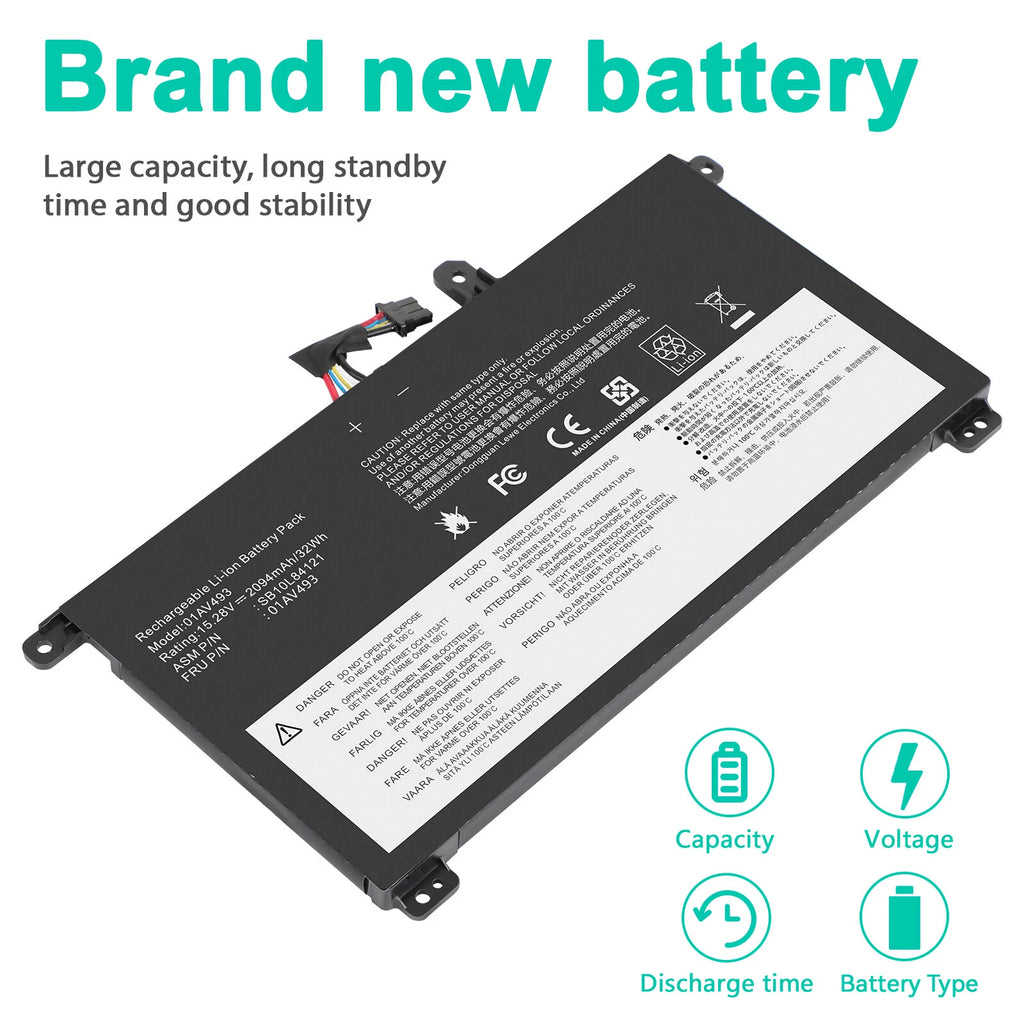 Battery 01AV493 For Lenovo ThinkPad T570 T580 P51S P52S 00UR891 00UR892 32Wh