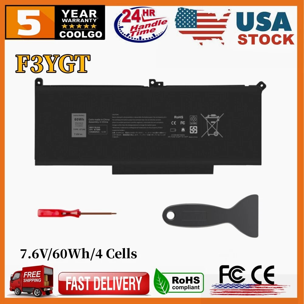 ??F3YGT Battery For Dell Latitude 12 13 14 E7480 E7280 7000 7480 7490 7380 7390