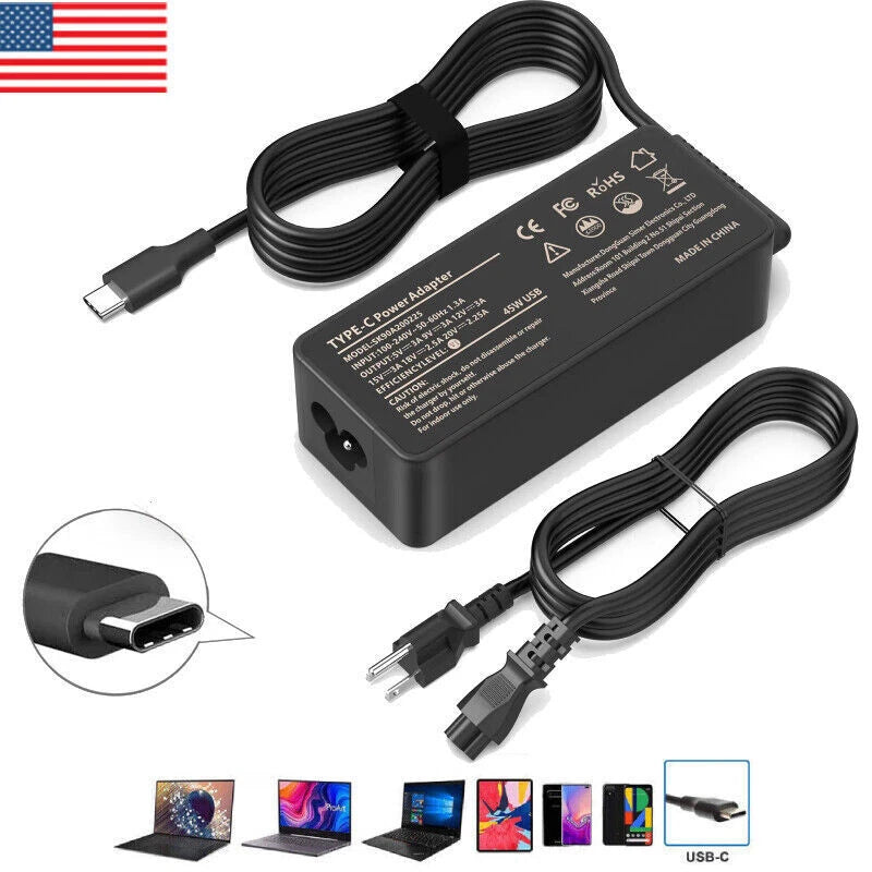 45W Type C Laptop Charger Adapter for Lenovo Ideapad Chromebook Yoga Duet 5G 3