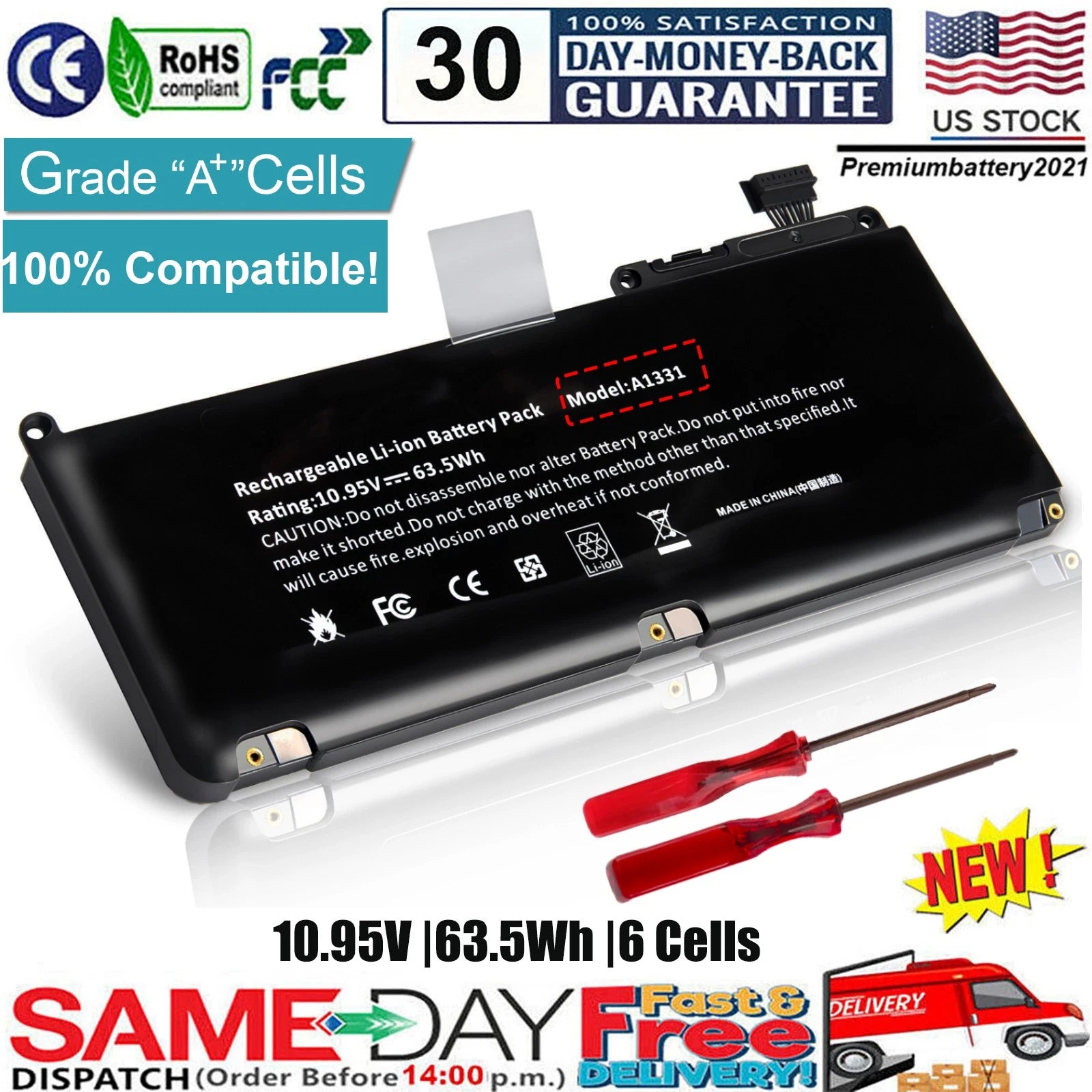 ?A1331 A1342 Battery for Apple MacBook Unibody 13" A1342 (Late 2009/ Mid 2010)