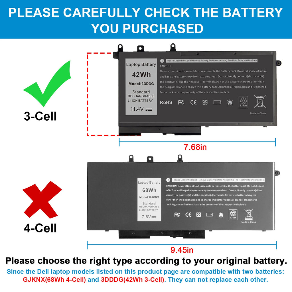 3DDDG Battery For Latitude E5480 E5490 E5580 E5590 Precision M3520 M3530 93FTF