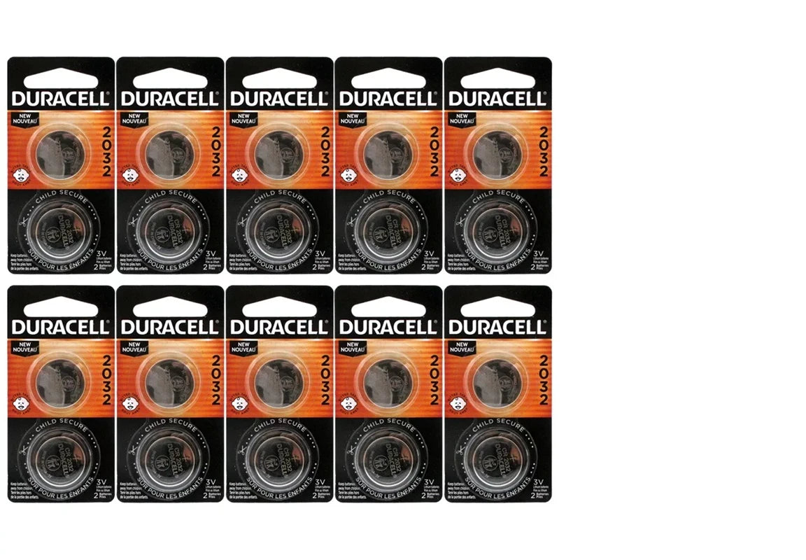 20 x 2032 Duracell Coin Cell Batteries - Lithium 3V - (CR2032, DL2032, ECR2032)