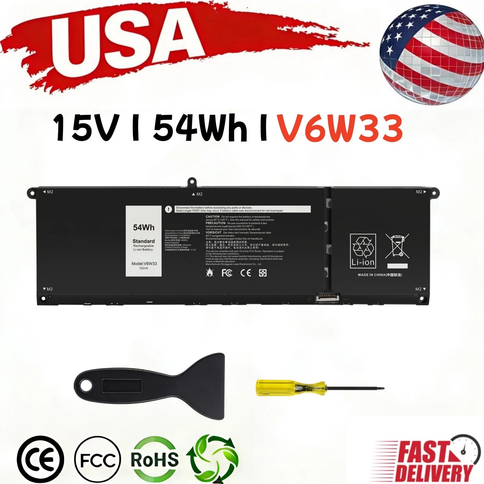 ?V6W33 Battery For Dell Inspiron 3510 5310 5410 5510 Latitude 3320 3420 3520