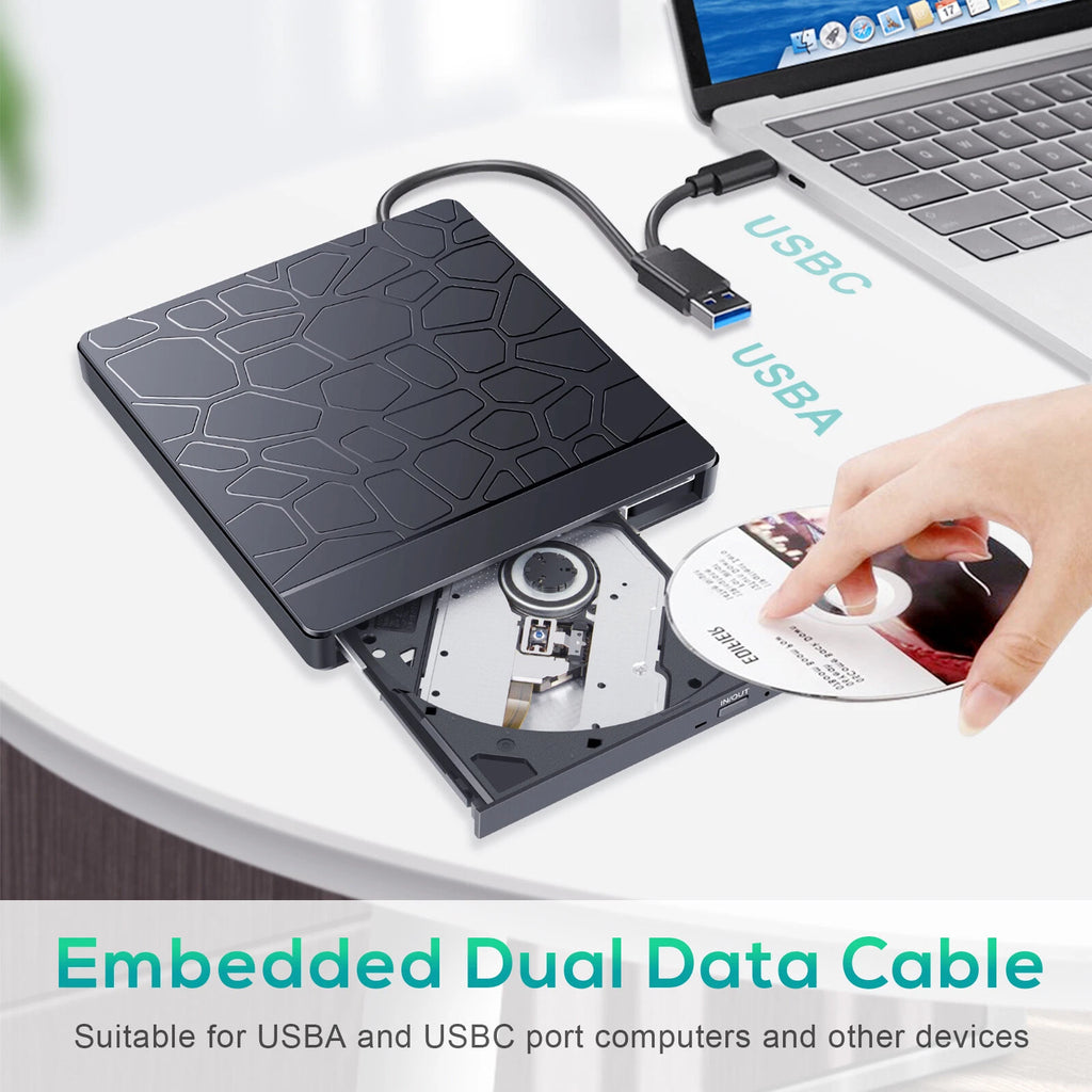 External USB 3.0 Optical Drive Type C Portable DVD CD Laptop Player WIN7/8/10