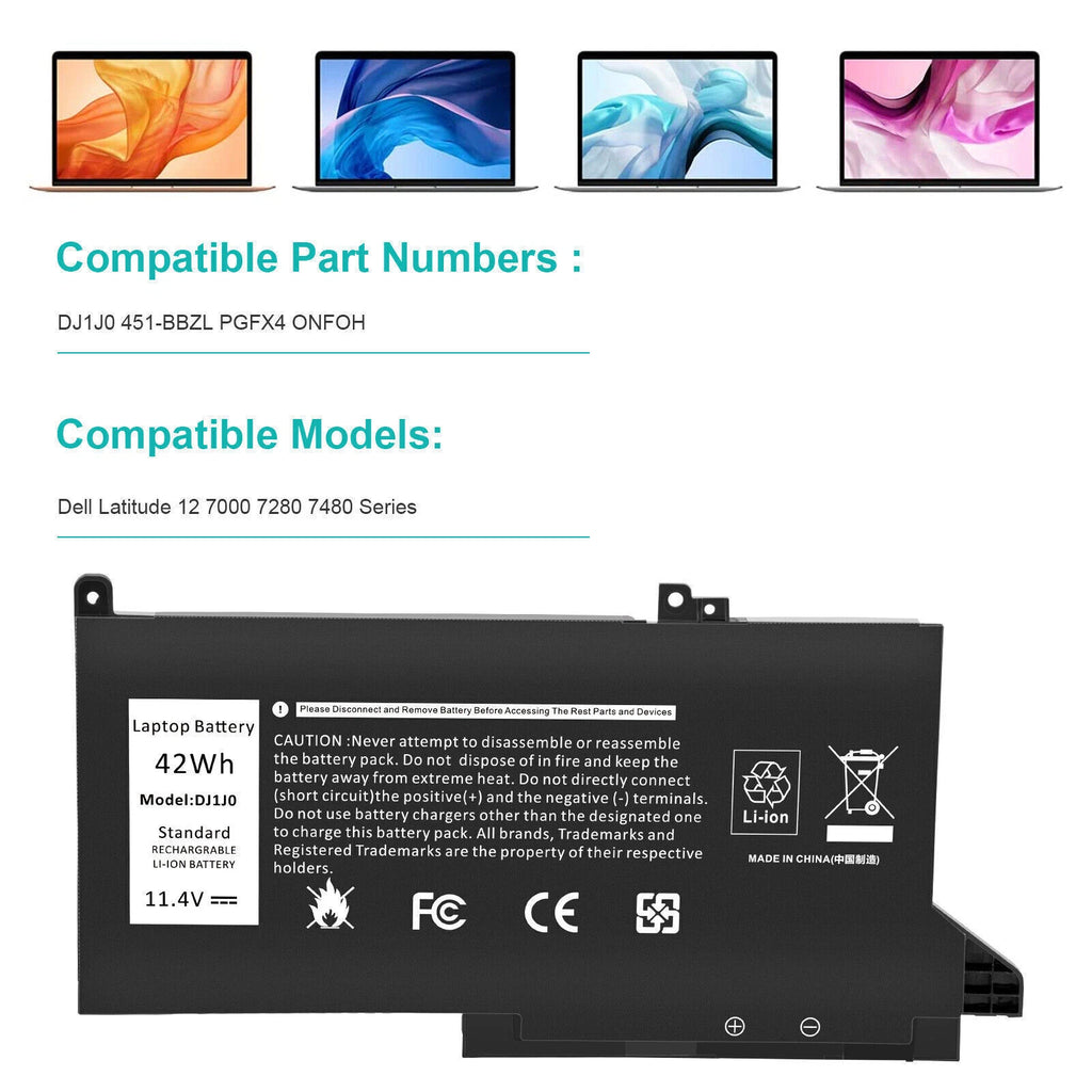 Battery DJ1J0 for Dell Latitude 14 7280 7480 7490 E7480 E7290 E7390 E7490 Laptop