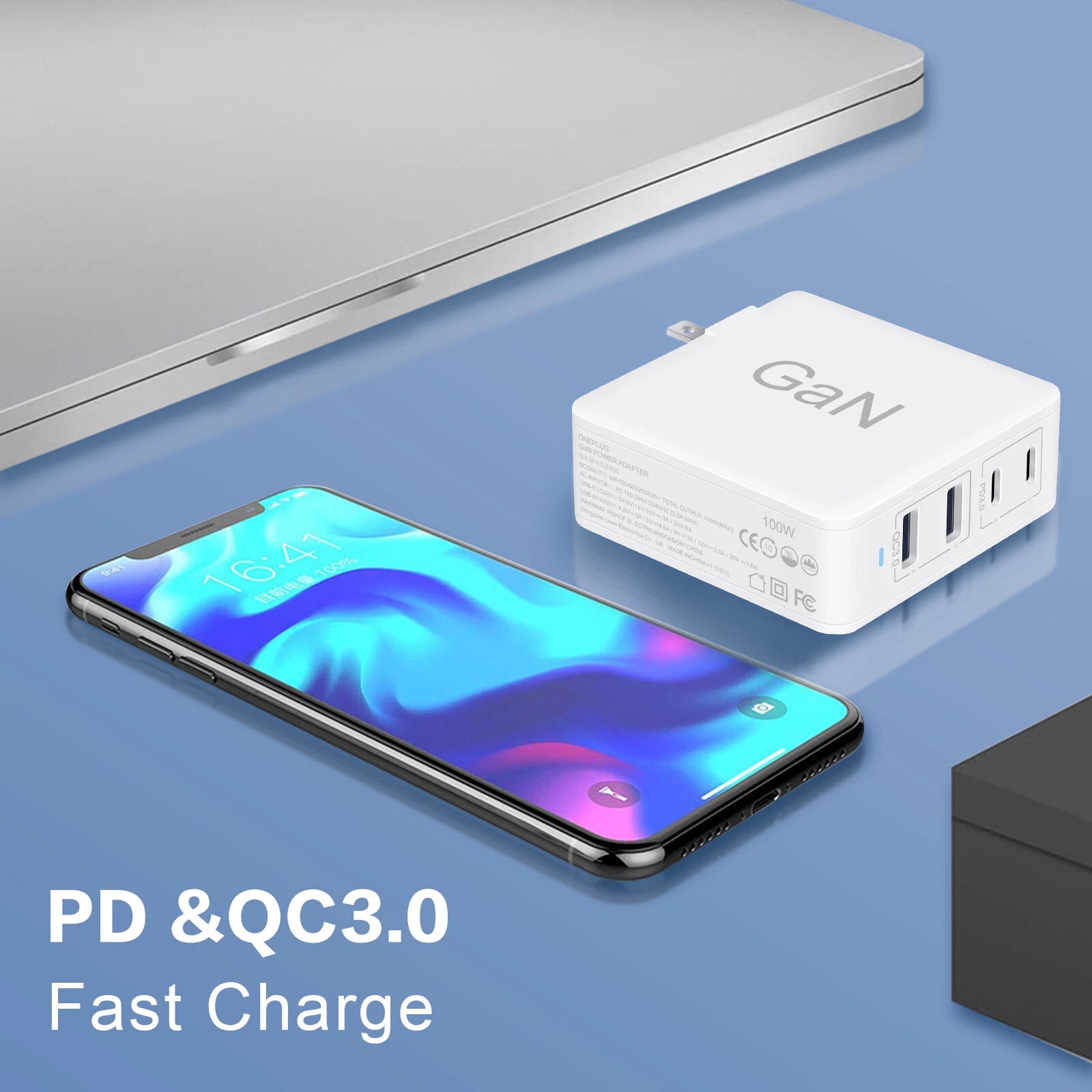 USB C PD 100W Multiport Charger GaN Fast Power Delivery Adapter 4 Port USB White