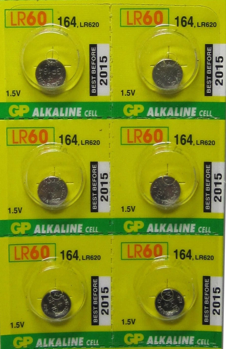 GP164 AG1 LR60 LR620 Alkaline Button Batteries 8 Pcs