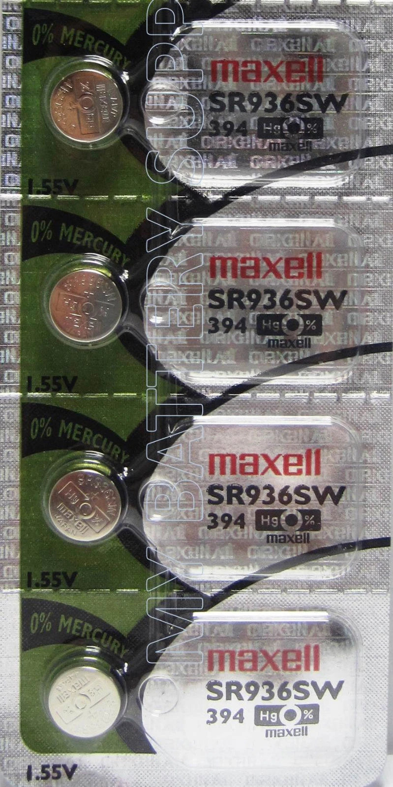 4 PCS MAXELL 394 WATCH BATTERIES SR936SW