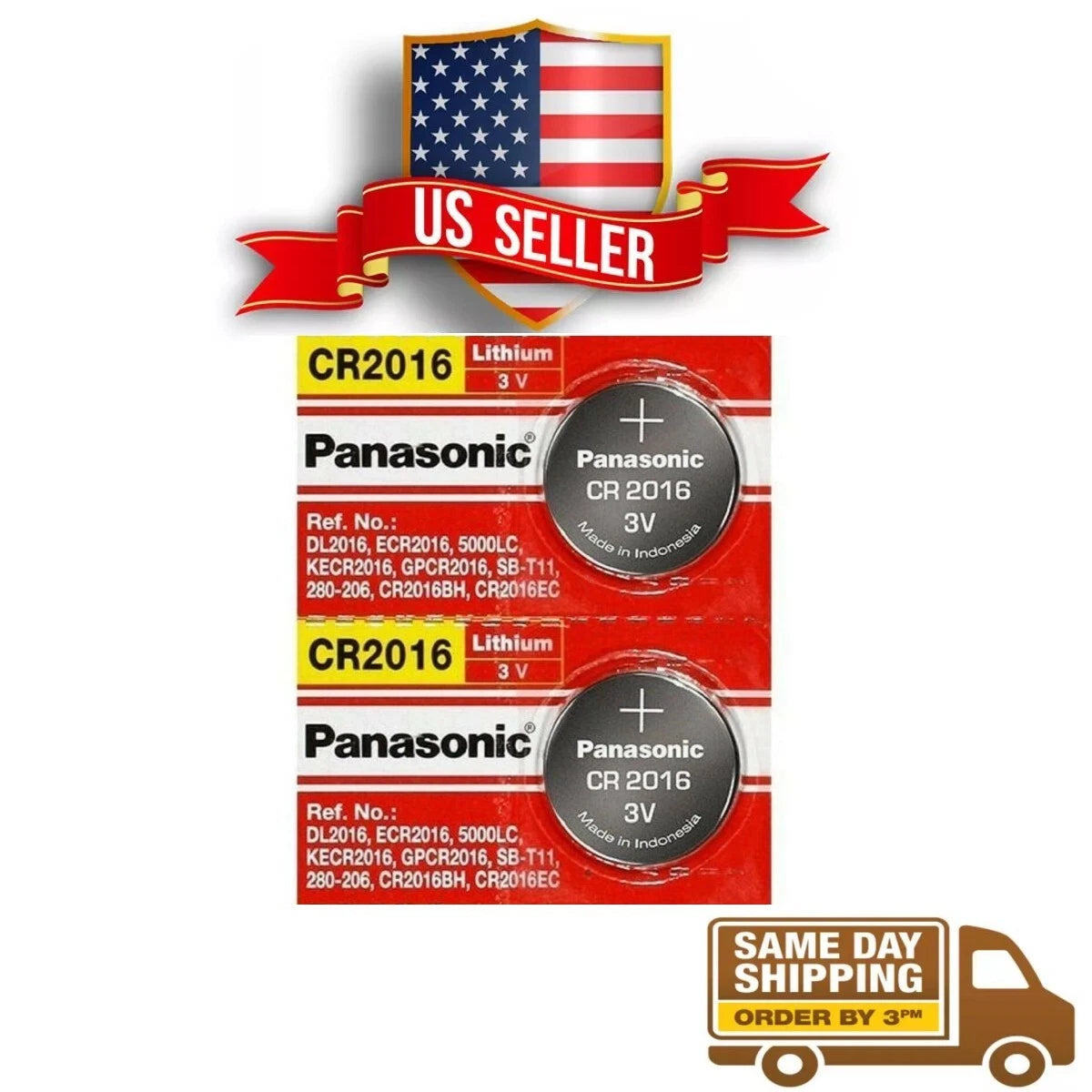 2 x PANASONIC CR 2016 CR2016 CR 2016 LITHIUM COIN CELL Button Battery Exp 2035