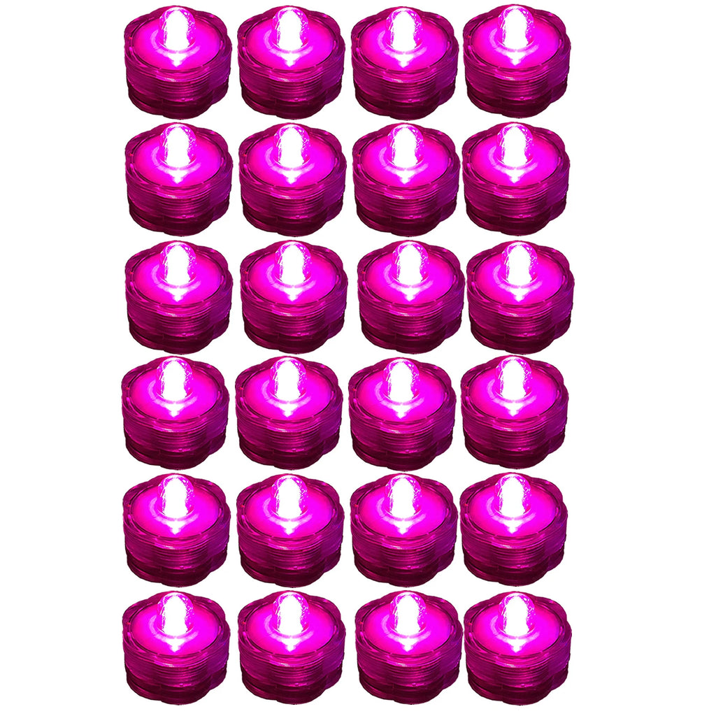 24 Pack PINK Submersible Waterproof Underwater Battery LED Tea Light~Wedding