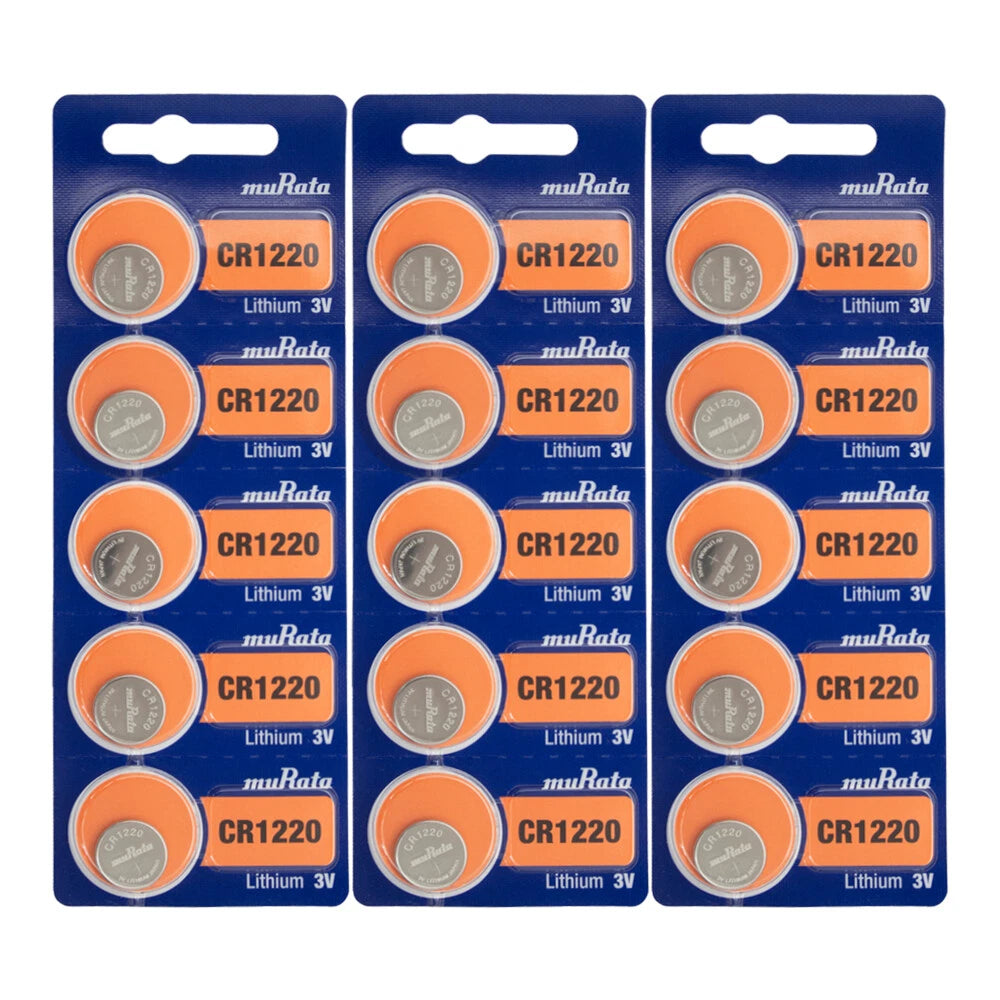 15 pcs CR1220 MURATA Lithium Battery 3v