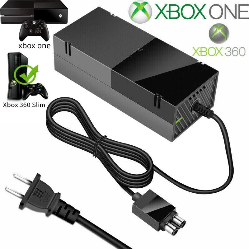 For Microsoft Xbox One/360 Slim Console AC Adapter Brick Charger Power Supply US