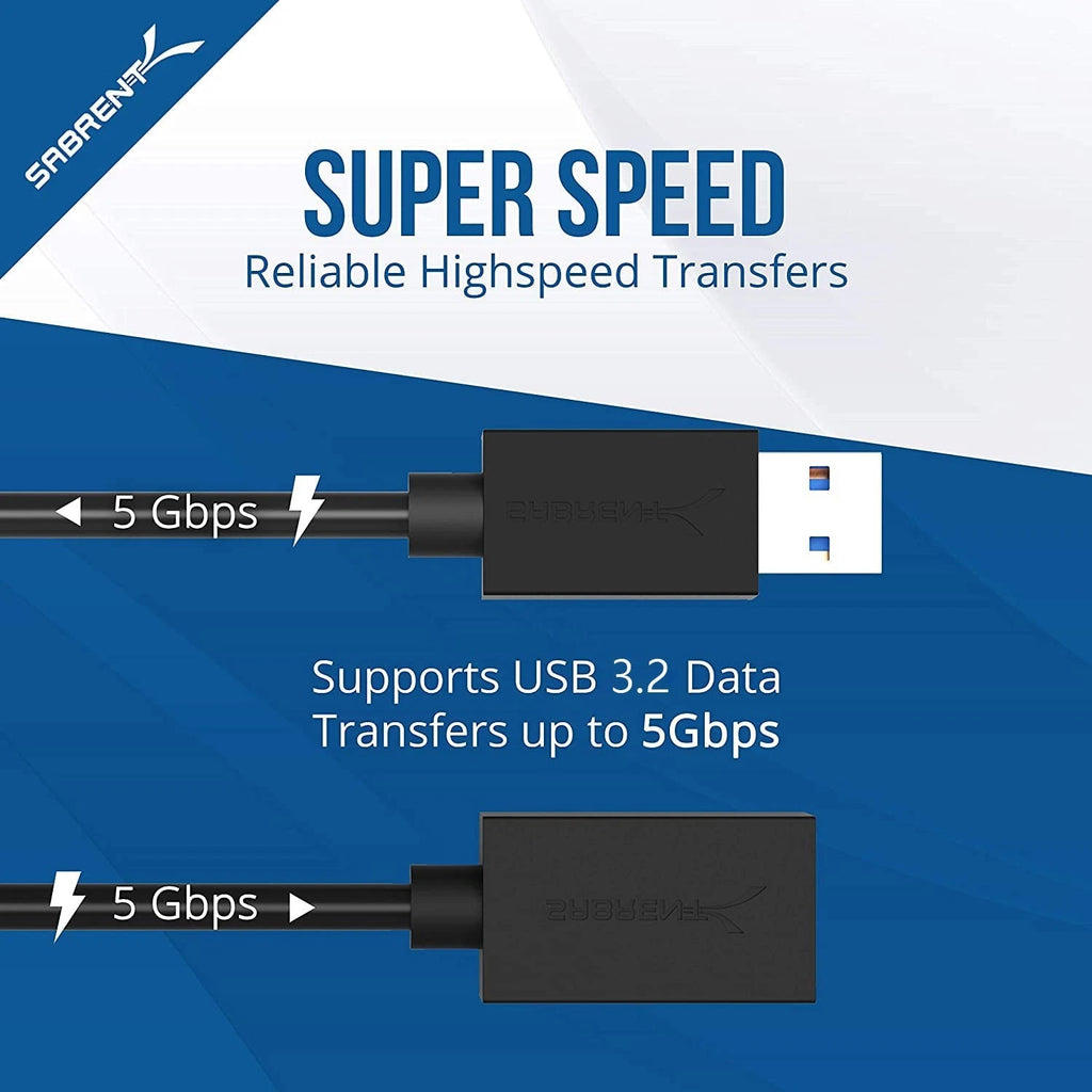 Lot of 8 Sabrent CB-3010 22AWG USB 3.0 Extension Cable A Male To A Female 10Ft