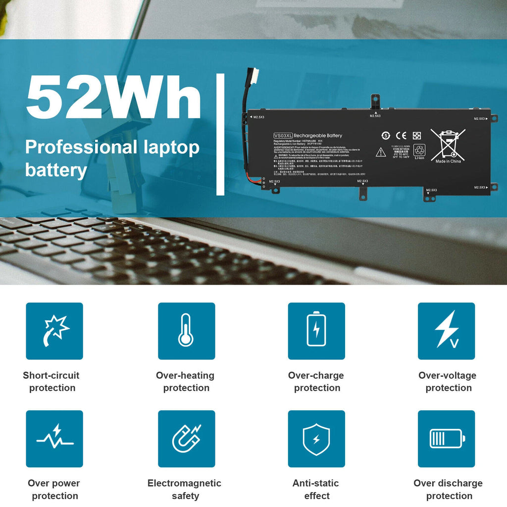 Battery VS03XL For HP ENVY 15.6" 15-AS000 15-AS014wm 849313-850 849047-541 52Wh