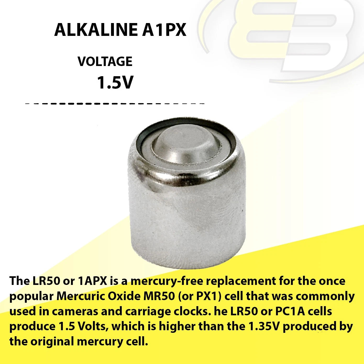 Exell Battery A1PX Battery Fits Grandfather Clocks, Wall Clocks, A1PX 1100A PC1A