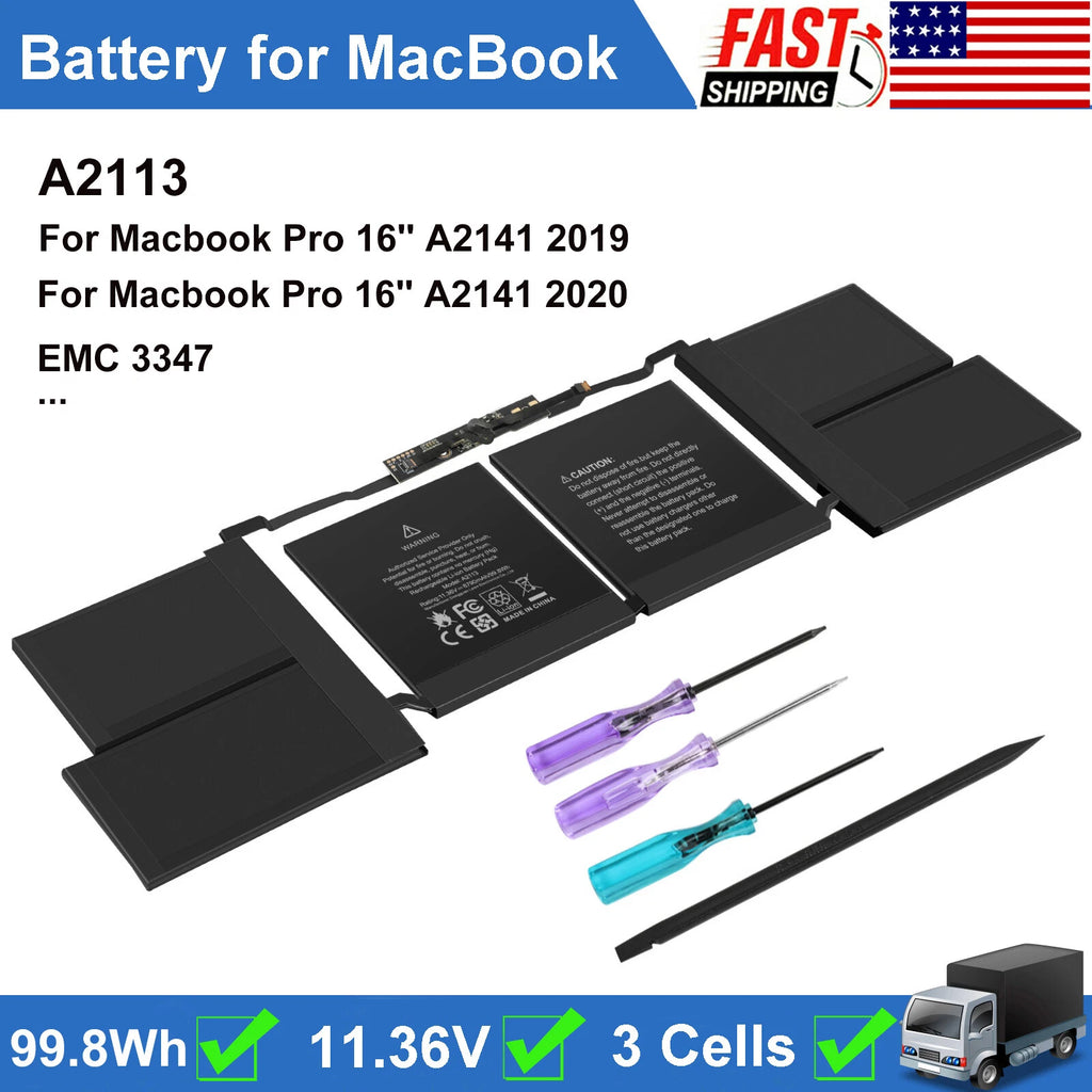 Replace A2113 A2141 Battery for APPLE MacBook Pro 16" 2019 2020 EMC 3347 99.8Wh