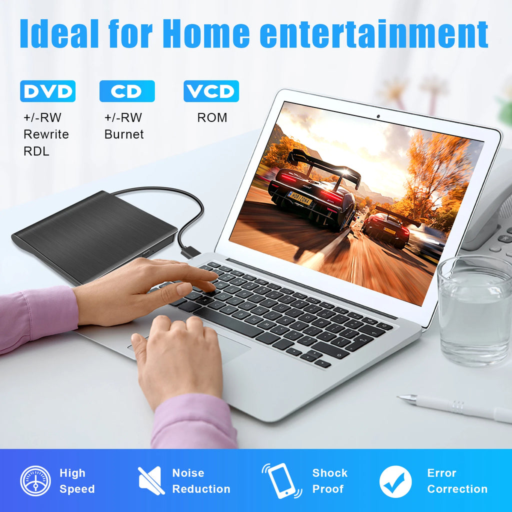 External CD/DVD Drive For Laptop USB 3.0 Burner Writer Reader RW for Mac HP iMac