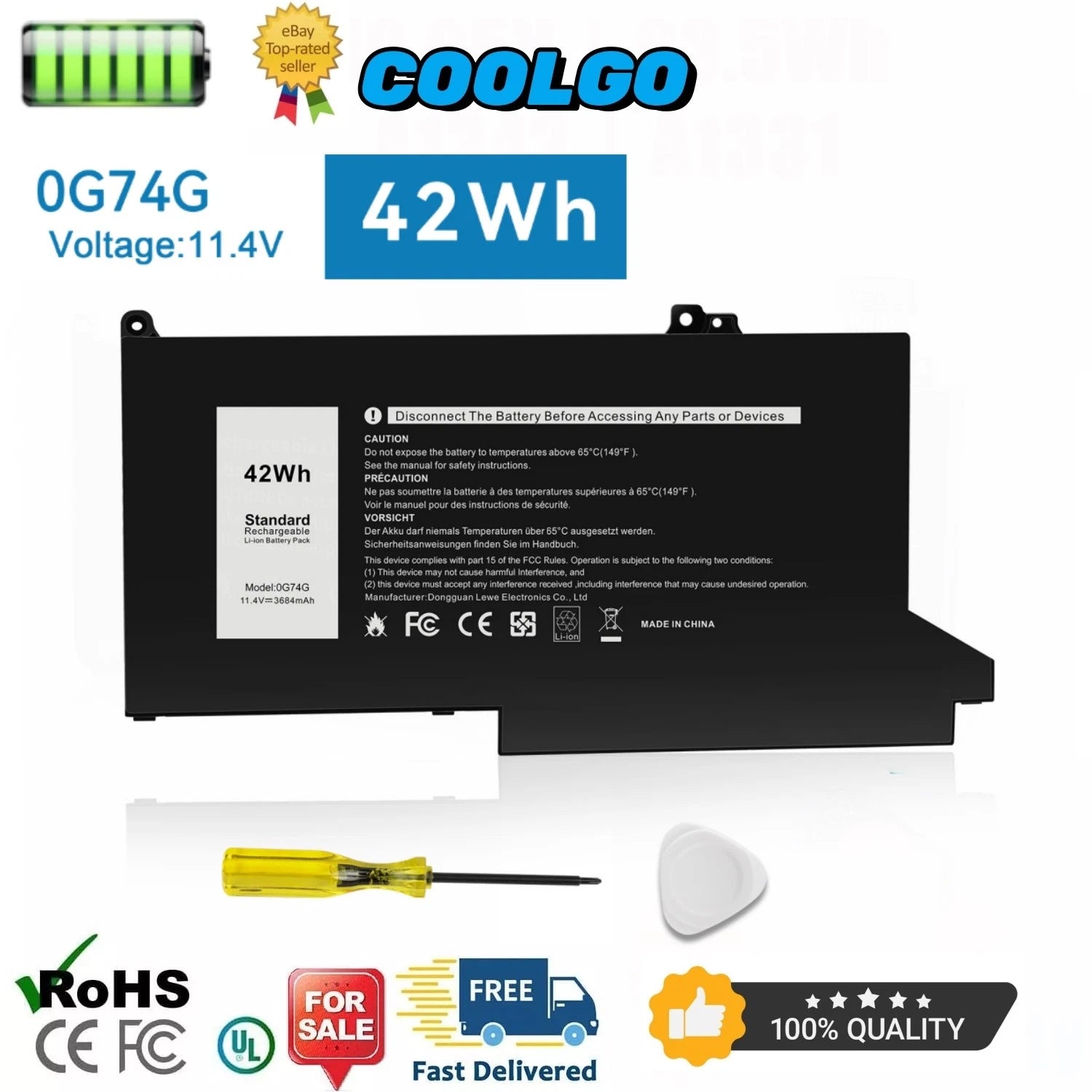 0G74G 02PFPW Battery for Dell Latitude 5300 5310 7300 7400 P97G001 P97G002 P96G